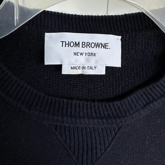 Thom Browne Navy Classic Loopback Tonal 4 Bar Sweater Dress Sweatshirt Terry 40 - Picture 4 of 15